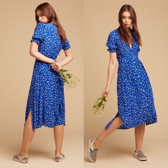 Faithfull The Brand Farah Dress Cobalt Betina NEW - Picture 6 of 8